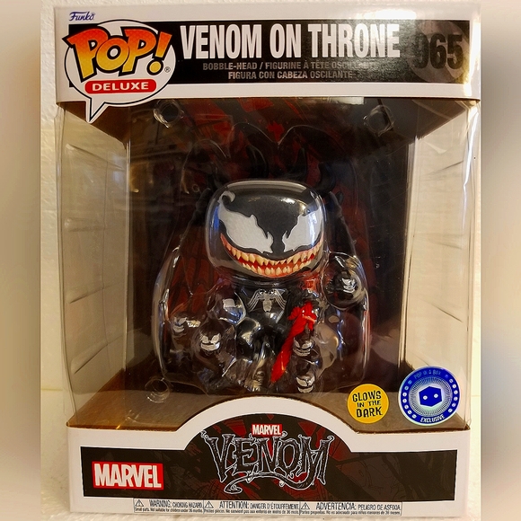 Funko pop! # 965 Marvel Deluxe Venom on Throne "Venom" GITD PIAB exclusive - Picture 1 of 8